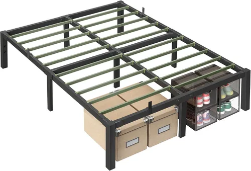 Miniatura 9 de VASAGLE Base de cama de metal tamaño individual de 14 pulgadas de alto, capacidad de peso de 550 libras, no necesita somier, con almacenamiento
