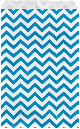 888 Display - 200 piezas de bolsas de regalo de papel Chevron azul de 6 "x 9" Bolsas planas de ventas de compras