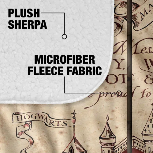 Miniatura 4 de Manta de Harry Potter, 50 x 60 pulgadas, manta de sherpa de tacto sedoso con parte trasera súper suave de Marauder's Map Mapa de Hp Marauder