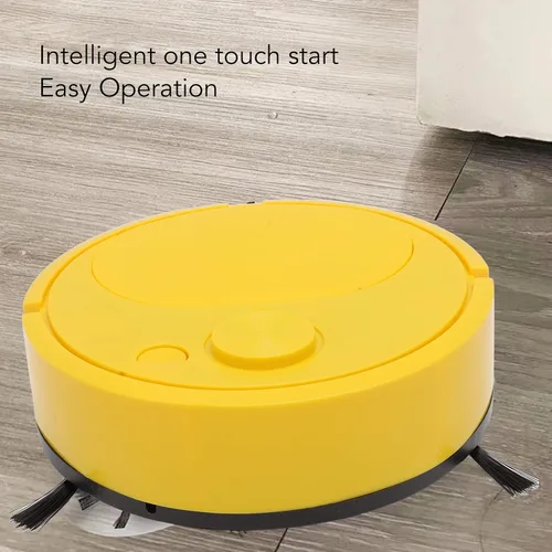Miniatura 5 de Robot aspirador, multifuncional carga USB, mini robot de barrido al vacío para suelos de madera, azulejos y alfombras (amarillo)