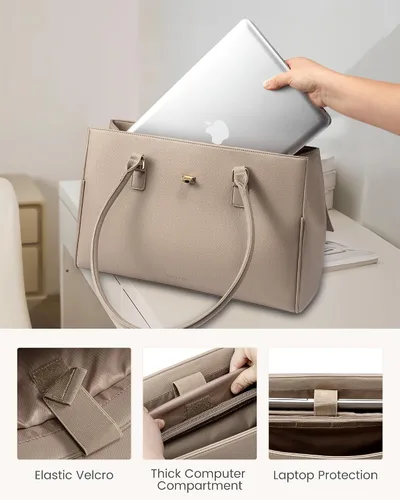 Miniatura 3 de LOVEVOOK Bolso de Mensajero para Computador Portátil para Mujeres, Bolso de Hombro Cruzado para Computador y Negocios, Profesional, Bolso de Mano