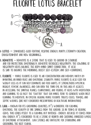 Miniatura 4 de SPUNKYsoul - Pulsera de hematita con flor de loto, apilable, para curación y nuevos principios