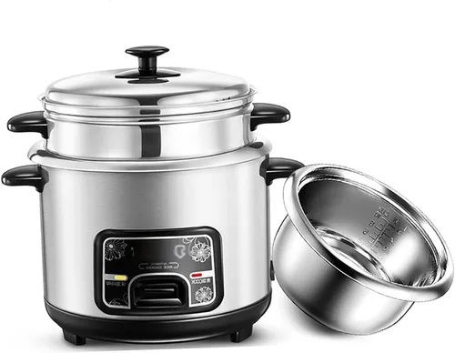 Olla de arroz con cesta de vapor, ollas de arroz, (2-6 litros) portátil, olla interior de acero inoxidable, con vaporizador, funciones cálidas, para