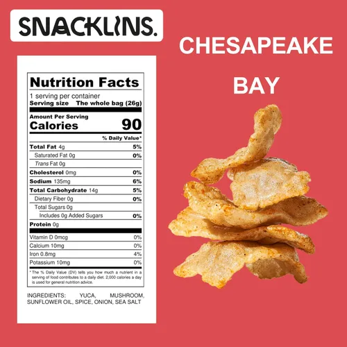 Miniatura 2 de SNACKLINS Chesapeake Bay - Patatas fritas a base de plantas – Veganas, sin gluten, sin granos, Kosher, aperitivo saludable bajo en calorías – Solo
