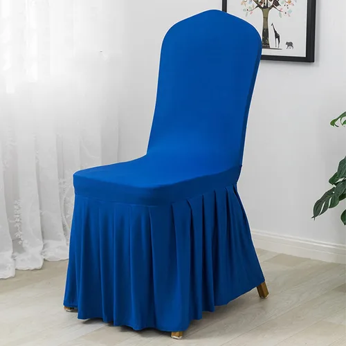 Miniatura 2 de Dimatic Juego de 2 fundas elásticas para sillas de comedor, fundas Parsons con falda, de elastano súper ajuste, funda protectora de asiento para Azul
