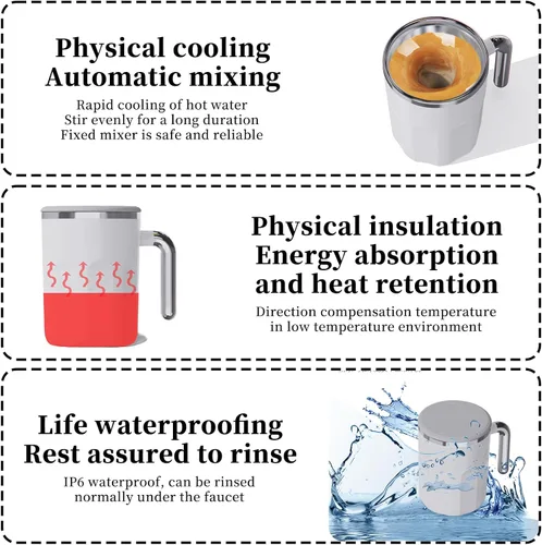 Miniatura 3 de Taza autoagitadora automática – Taza mezcladora controlada por temperatura – No necesita batería ni electricidad, para bebidas de café y polvo