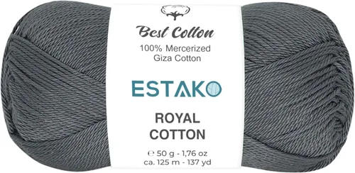 Miniatura 19 de Estako Algodón Royal, 100% hilo de algodón giza mercerizado, suave, súper fino 1 para ganchillo y tejer, 1.76 onzas (50g) / 137 yardas (125m)