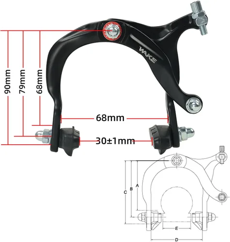 Miniatura 2 de FOMTOR Juego de pinzas de freno C para bicicleta, freno trasero y delantero, aleación de aluminio, freno lateral para MTB, bicicleta de montaña