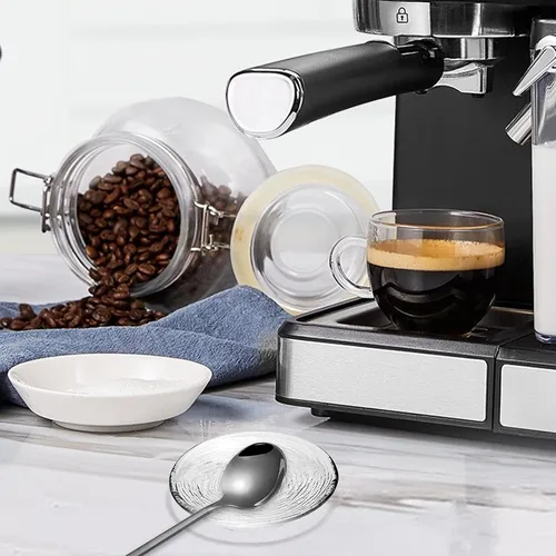 Miniatura 4 de Juego de 2 cucharas de café de cristal, soporte para cuchara de café redondo transparente para decoración de estación de café, estufa, encimera