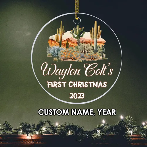 Miniatura 2 de Adornos personalizados de primera Navidad para bebés 2023, adorno del desierto de cactus, adorno de la primera Navidad del bebé, adornos Bebé 16