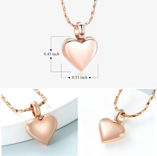 Miniatura 2 de Imrsanl Collar de urna de cremación de corazón pequeño para cenizas de acero inoxidable colgante de ceniza conmemorativa de joyería de recuerdo
