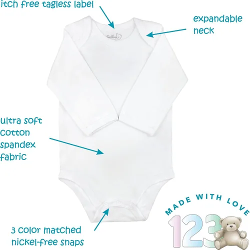 Miniatura 3 de 123 Bear Baby Cotton Spandex Infant Bodysuits Long Sleeve and Short Sleeve