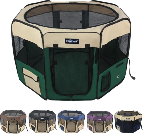 Corral suave de juegos para mascotas Elitefield con 2 puertas,corral para ejercicios, varios tamaños y colores disponibles para perros, gatos y