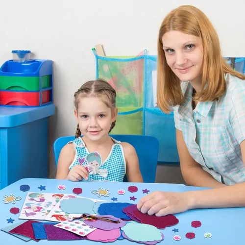 Miniatura 2 de Fennoral Paquete de 8 Manualidades de Sirena para Niños, Crea tu Propia Concha de Sirena con Adhesivos de Espuma, Artes y Manualidades DIY