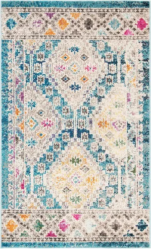 Miniatura 7 de Safavieh Madison Collection MAD418F - Alfombra de área con diamantes, Polipropileno, Gris/amarillo