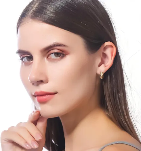 Miniatura 4 de ToHeart Pendientes Huggies de oro para mujer, pequeños aretes de aro de oro