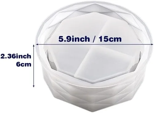 Miniatura 5 de Moldes de silicona para macetas de resina epoxi, molde geométrico redondo grande para jarrón de hormigón, arcilla para suculentas, molde para rombo
