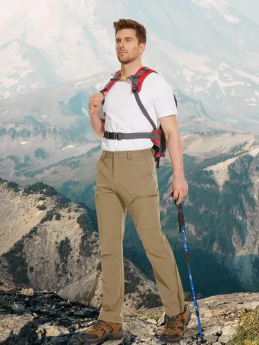 Miniatura 6 de MAGCOMSEN Pantalones de senderismo para hombre, 6 bolsillos, resistentes al agua, pantalones de trabajo de pesca Ripstop, ligeros, de secado rápido