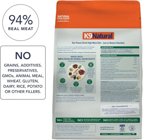 Miniatura 2 de K9 Natural - Alimento liofilizado para perros sin granos - Cordero, 4 libras