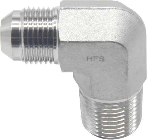 Miniatura 6 de HFS (R) 1/2" macho NPT a 1/2" macho JIC codo 90° Flare tubería de acero inoxidable 304 (1/2" MNPT x 1/2" MJIC)