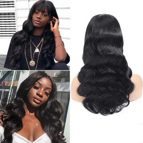 Miniatura 6 de ALLRUN Pelucas de cabello humano ondulado con cierre de encaje, pelucas de encaje frontal 4x4 con cabello de bebé (16 pulgadas), pelucas de encaje