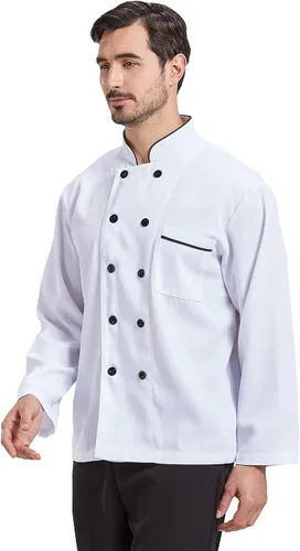 Miniatura 4 de Nanxson Chaqueta de chef unisex de cocina corta y larga para hombres y mujeres CFM0001