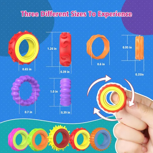 Miniatura 4 de Anillos giratorios de juguetes fidget para niños – Juguetes sensoriales para aliviar la ansiedad para niños con autismo, herramienta de TDAH