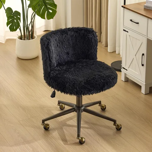VINGLI - Silla de escritorio de tapicería de lujo con respaldo curvo y inclinación de 90-102° y altura ajustable, linda silla giratoria con base de