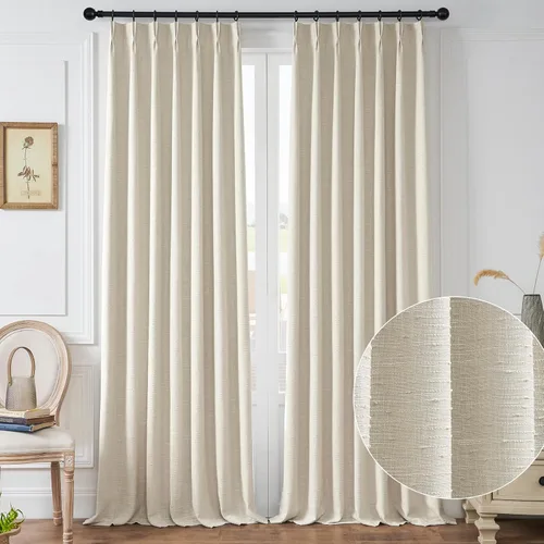 Miniatura 13 de Cortinas plisadas transparentes para sala de estar, con pestaña trasera, cortinas transparentes de gasa con textura de lino para dormitorio, 2 Blanco