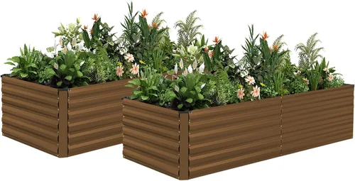 Miniatura 11 de NAVINE Cama de jardín elevada de 8 x 4 x 2 pies, macetas elevadas de metal grande, macetas para plantas al aire libre para verduras, flores