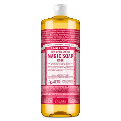Miniatura 11 de Dr. Bronner's - Jabón líquido puro de Castilla (rosa, 16 onzas) - Hecho con aceites orgánicos, usos 18 en 1: cara, cuerpo, cabello, lavandería