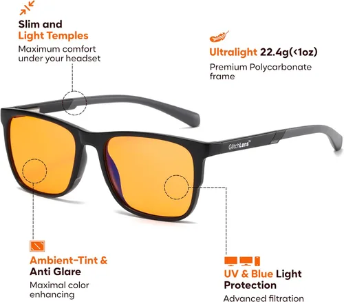 Miniatura 2 de Gafas de computadora para juegos y computadora 100% protección UV400 (99.8% verificado en laboratorio) Marco de policarbonato ultraligero