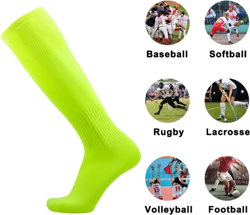 Miniatura 6 de Three street Calcetines de béisbol, unisex hasta la rodilla sólida tubo deportivo de compresión softball fútbol fútbol equipo calcetines 2-10 pares