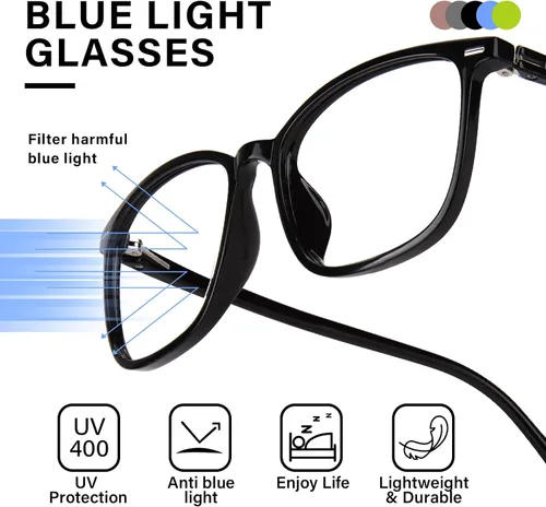 Miniatura 6 de FONHCOO Gafas de bloqueo de luz azul para mujeres y hombres, TR90, marco de moda, gafas de luz azul para computadora Negro
