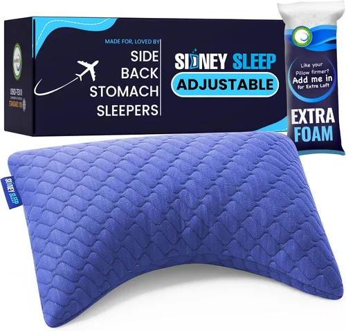 Miniatura 10 de Sidney Sleep Almohadas curvas ajustables para soporte de cuello y hombros con relleno extra triturado, almohada de contorno cervical para personas