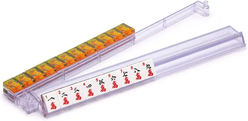 Yellow Mountain Imports Modernos estantes Mahjong con empujadores incorporados, transparentes, juego de 4