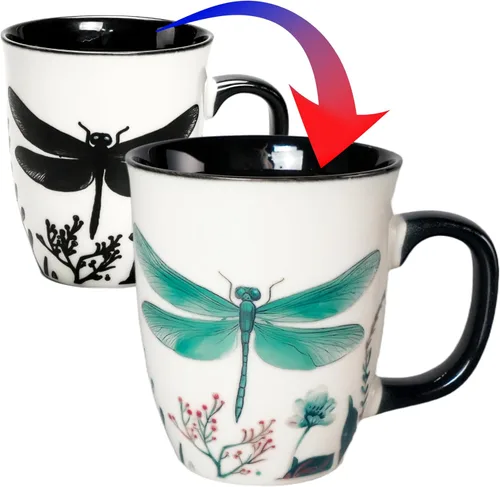 Miniatura 11 de Taza de Escarabajo de 16 oz que Cambia de Color - Taza de Café de Cerámica para Amantes de los Insectos - Regalo Novedoso con Temática de Insectos