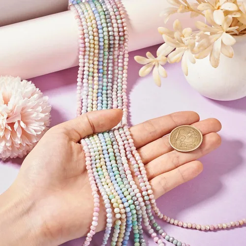 Miniatura 4 de Elecrelive 660 piezas Cuentas de Cristal Briolette de 4mm Cuentas de Vidrio Rondelle Color AB Cuentas de Vidrio Facetadas Sueltas para Bisutería
