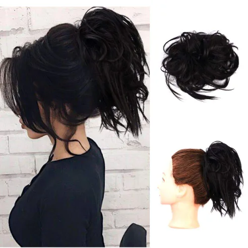 Miniatura 13 de Lativ Extensión de moño desordenado con coletero, recogido, ondulado, rizado, moño sintético para mujeres y niñas (rubio ceniza y rubio decolorado)