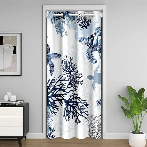 Miniatura 40 de Erosebridal Cortinas opacas de hojas para ventana de puerta, cortinas opacas de hojas blancas y negras, cortina de puerta de hojas, plantas Hojas