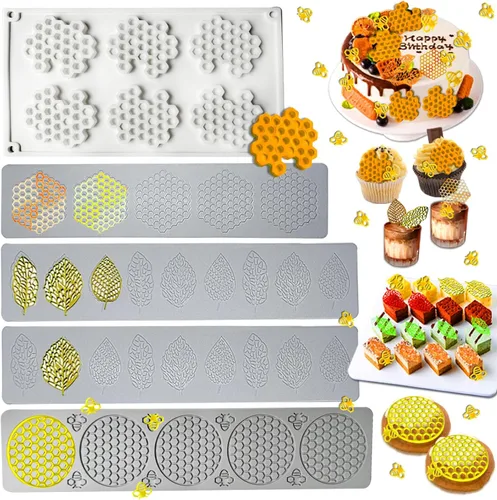 Miniatura 11 de 5 moldes de hojas de silicona, moldes de silicona para hornear Acxydm Tuile, juego de moldes de chocolate para fondant con molde de hojas de Molde
