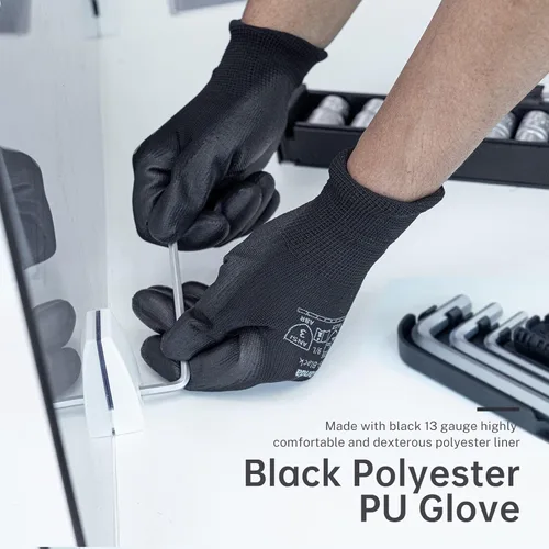 Miniatura 4 de ANDANDA Guantes de Trabajo de Seguridad, Guantes de Jardinería de Punto Sin Costuras con Revestimiento de PU, Guante de Trabajo Ideal para Hombres