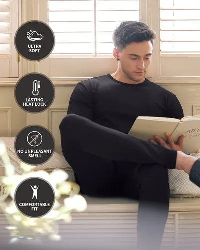 Miniatura 2 de WEERTI Ropa interior térmica para hombre, capa base de tela polar con forro polar