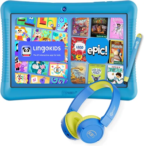 Contixo K102 - Paquete de tabletas para niños de 10 pulgadas, auriculares inalámbricos para niños, 32 GB, aplicaciones educativas de aprendizaje,