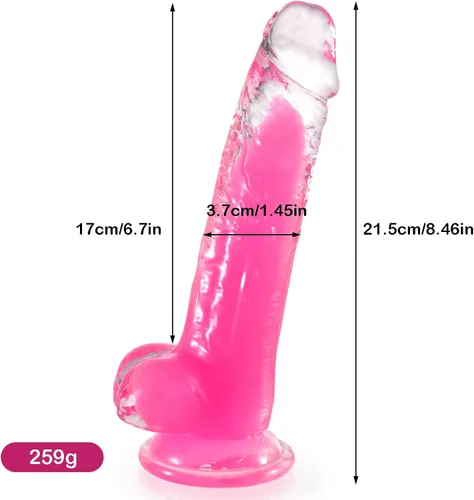 Miniatura 2 de Consolador grande de gelatina de 8.5 pulgadas que brilla en la oscuridad, con fuerte ventosa para hombres y mujeres