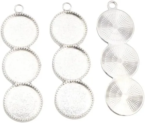 Miniatura 10 de Kentuckiz - 10 unidades de 0.472 in de tamaño interior de tres camafeo cabujón base en blanco colgante bandejas bisel diy collar colgante joyería Oro