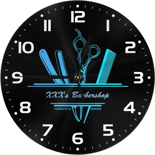 Miniatura 10 de Reloj de pared personalizado para peluquería, añade tu texto, reloj de peluquería rojo personalizado, reloj de pared para salón de belleza, regalo