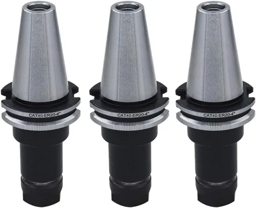 Miniatura 2 de Juego de 3 portaherramientas CAT40 ER20, longitud de 4 pulgadas/3.937 in, soporte para molino para máquina de grabado CNC, torno de fresado