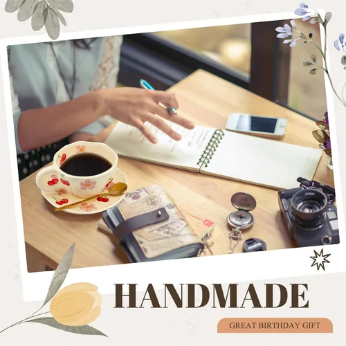 Miniatura 6 de Vesici 1 juego de tazas de café de cerámica con platillo y cuchara, bonitos regalos para el día de la madre para mamá, 8.5 onzas, taza de té floral