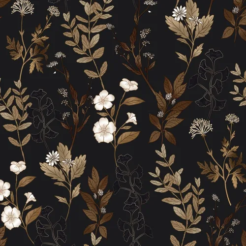 Miniatura 23 de Fvlow Papel Tapiz Floral Negro Despegar y Pegar Papel de Contacto Hoja Dorada Papel Tapiz de Hojas Impermeable Autoadhesivo Revestimiento de Pared